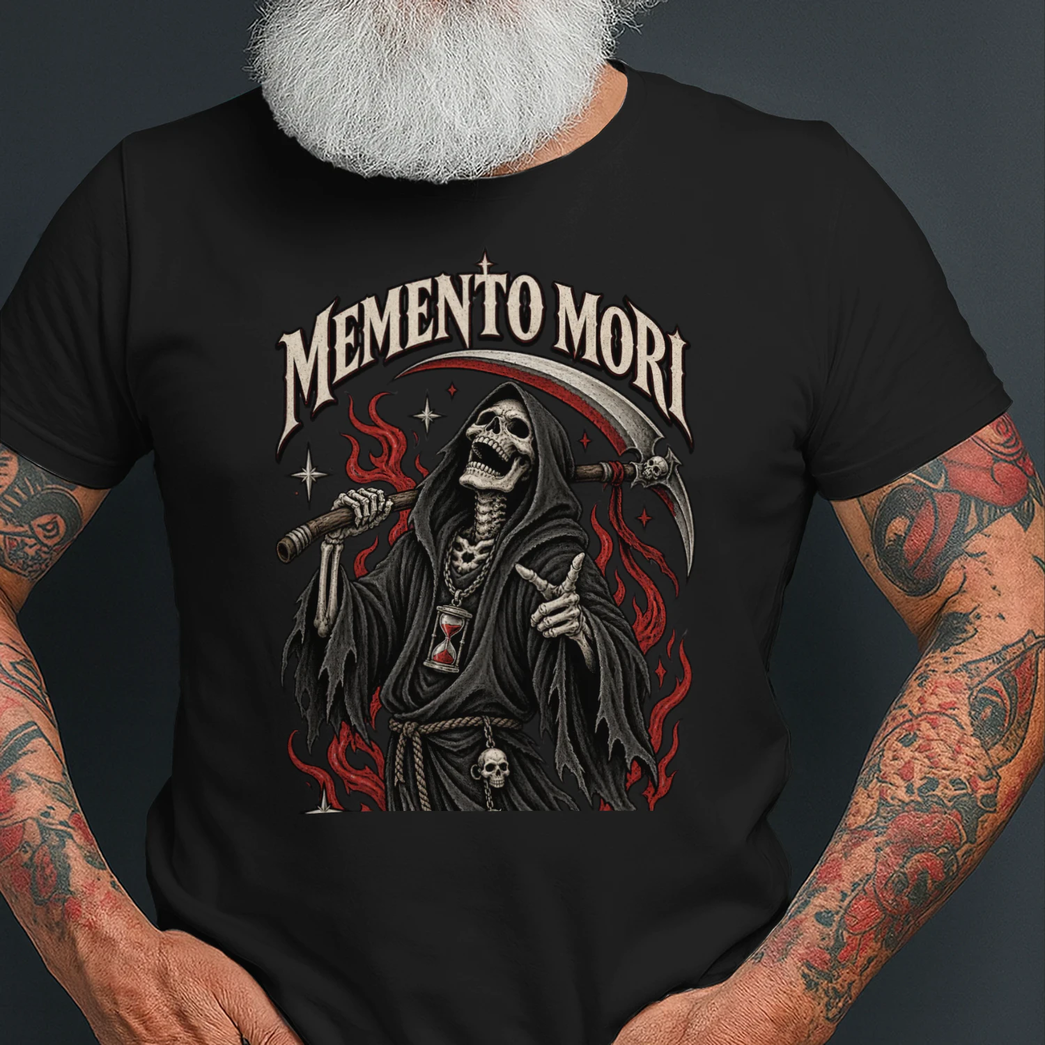 Memento Mori T-Shirt mit Sensenmann – Unisex