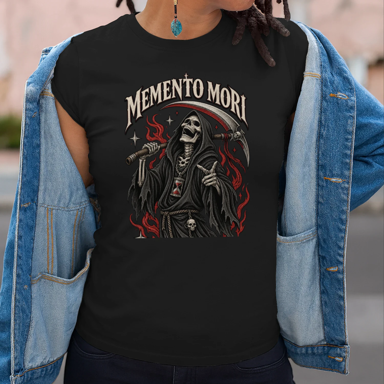 Memento Mori T-Shirt mit Sensenmann – Unisex