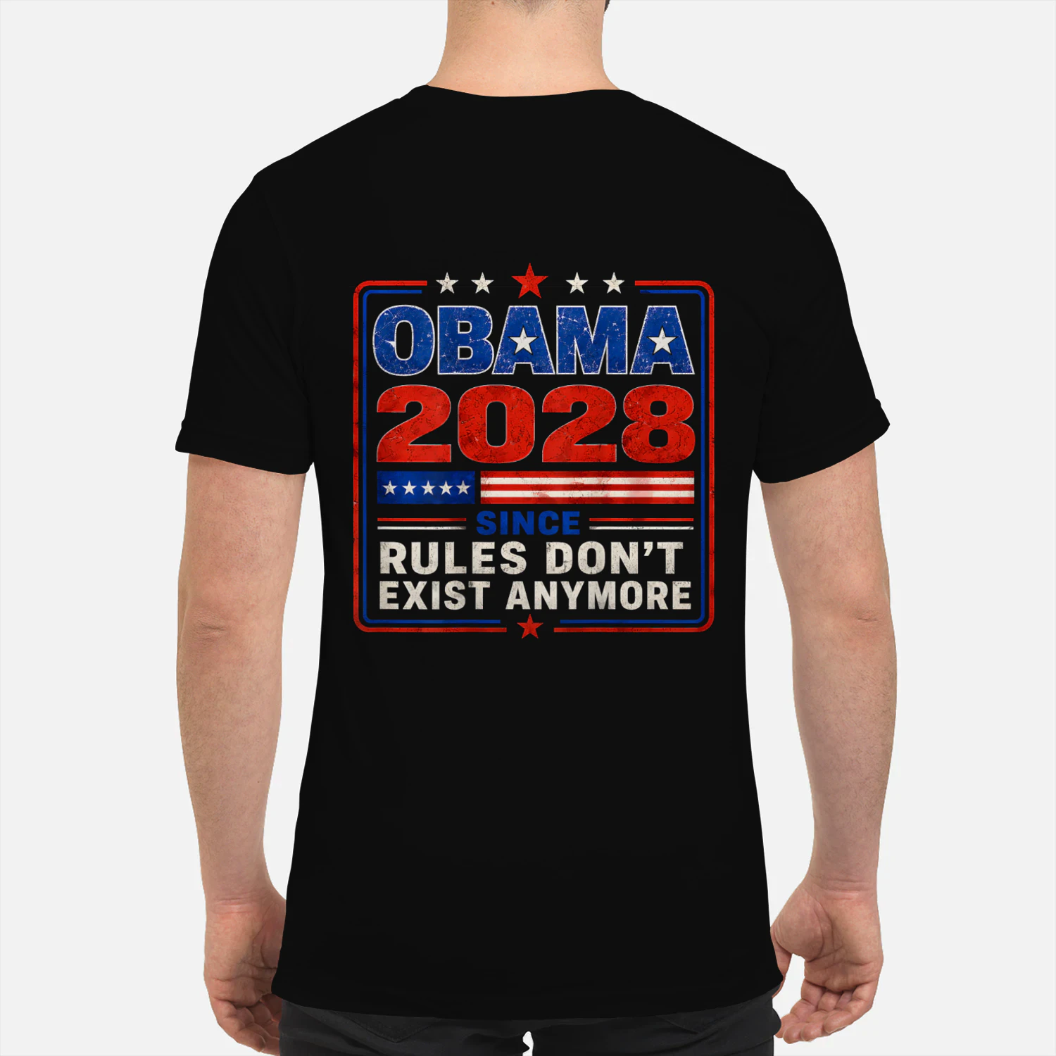 Obama 2028 Since Rules Don't Exist Anymore Satire (On Back) T-Shirt