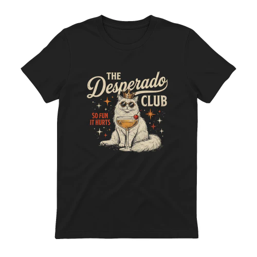The Desperado Club - Cool Retro Cat with Cocktail and Crown