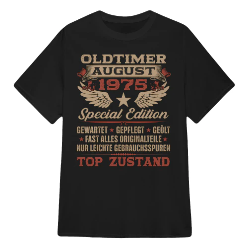 Personalisiertes T-Shirt mit Monats- und Jahresangabe