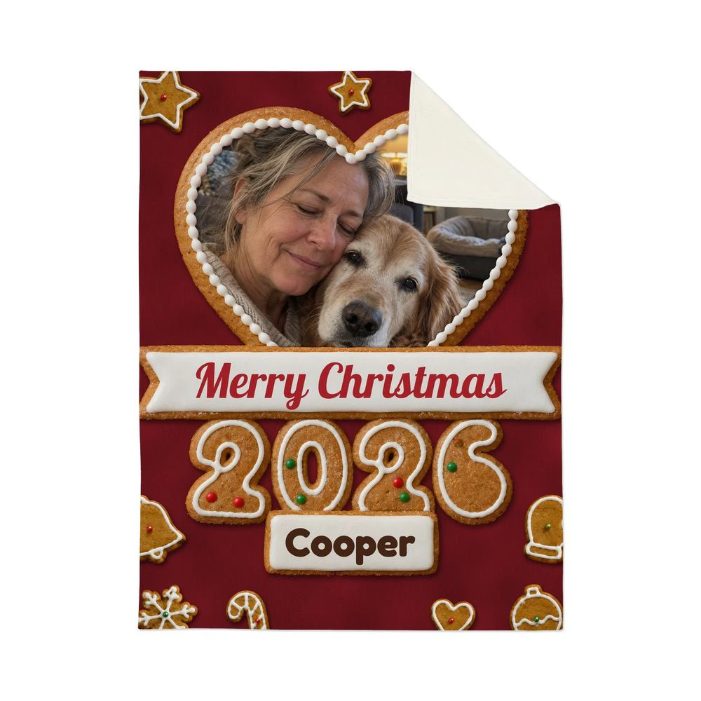 Gingerbread 2026 Personalized Photo Blanket 50x60