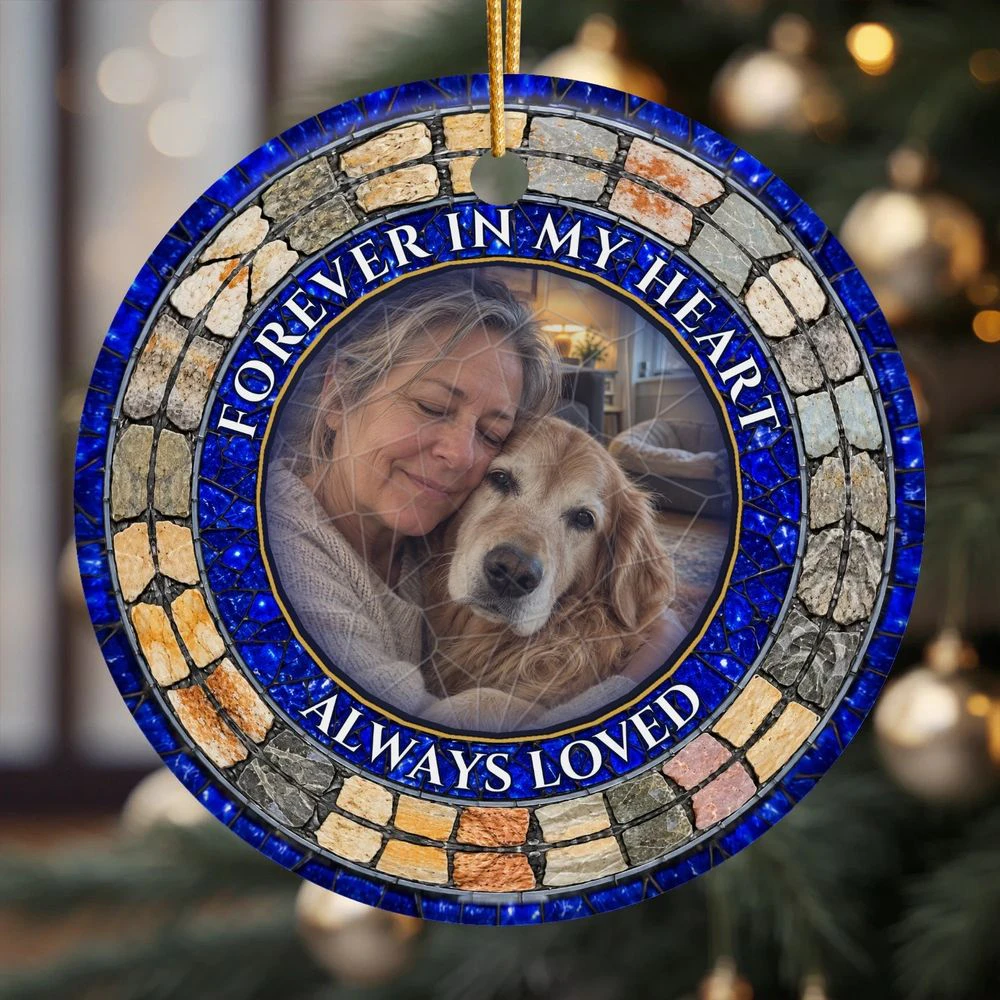 Golden Retriever Memorial Photo Ceramic Ornament