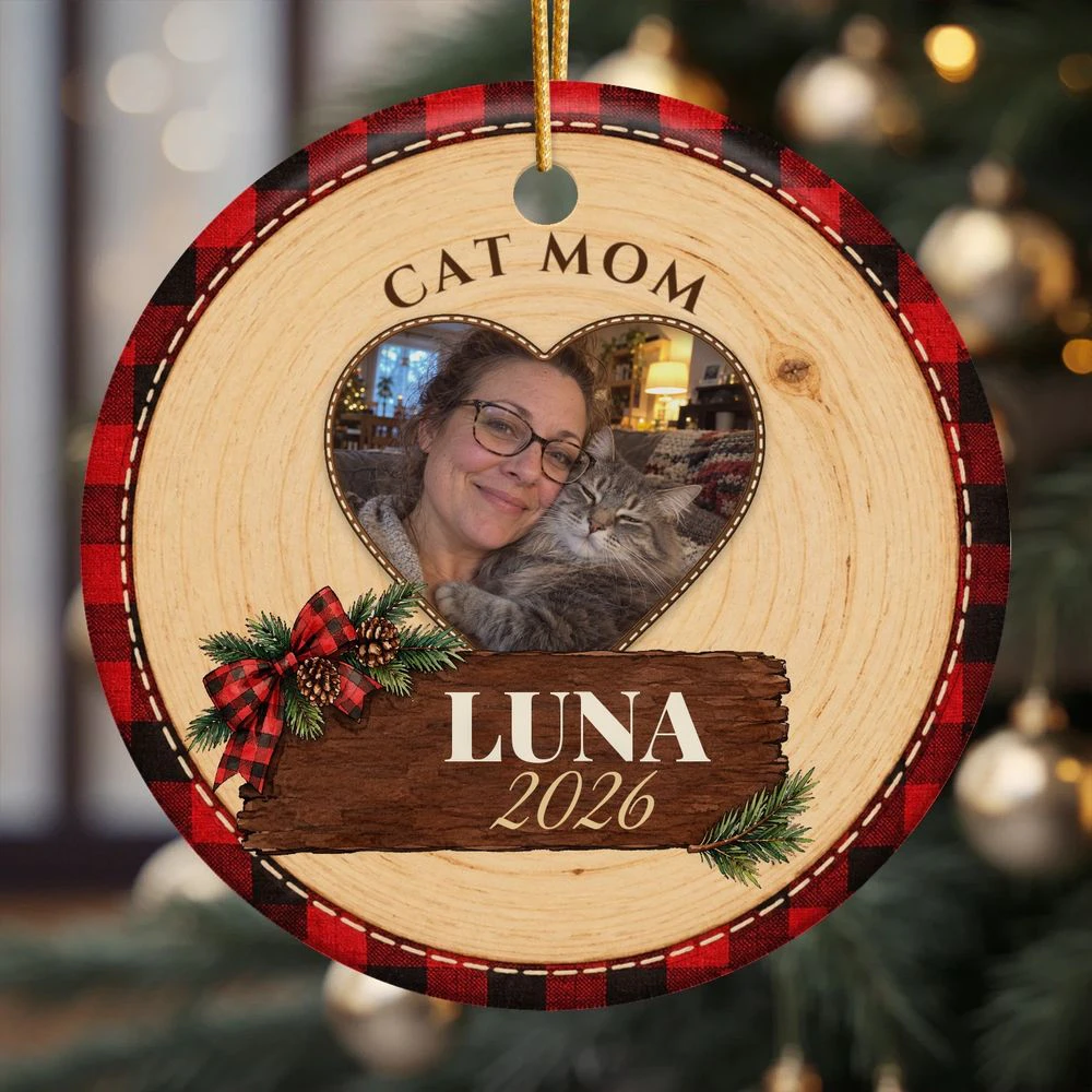 Cat Mom Photo Ceramic Ornament