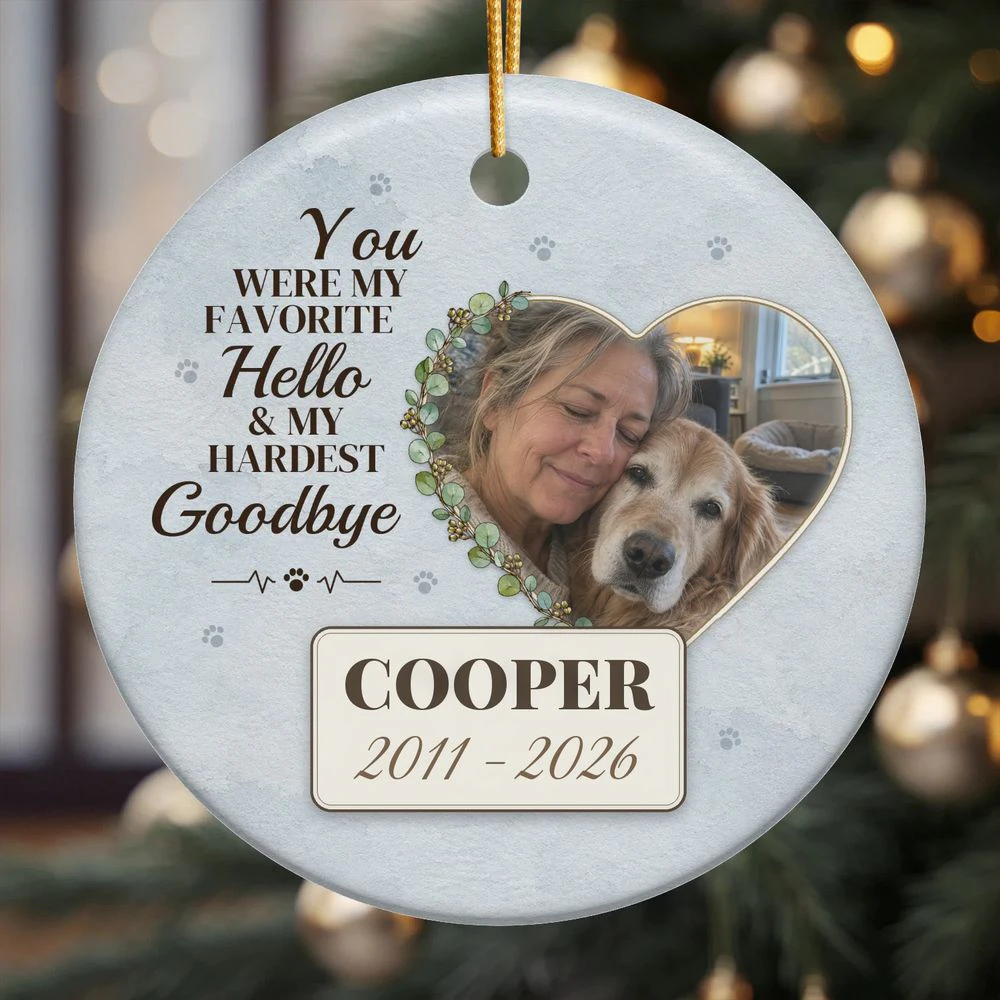 Favorite Hello Photo Ceramic Ornament