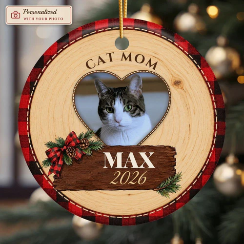 Cat Mom Photo Ornament