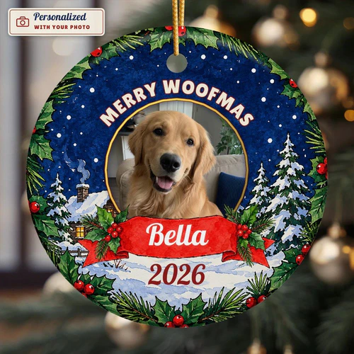 Merry Woofmas Photo Ornament