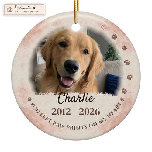 Paw Prints On My Heart Photo Ornament