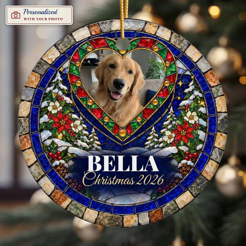 Golden Retriever Stained Glass Ornament