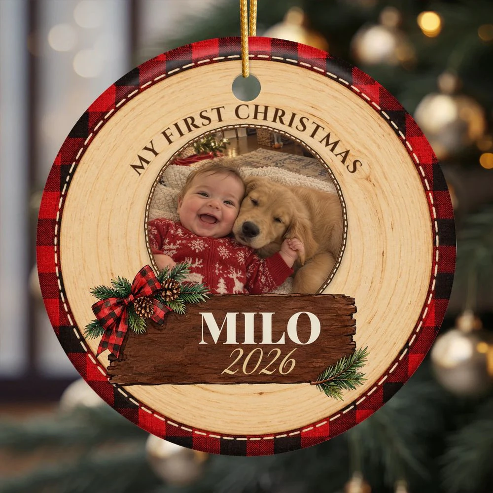 My First Christmas Photo Ceramic Ornament