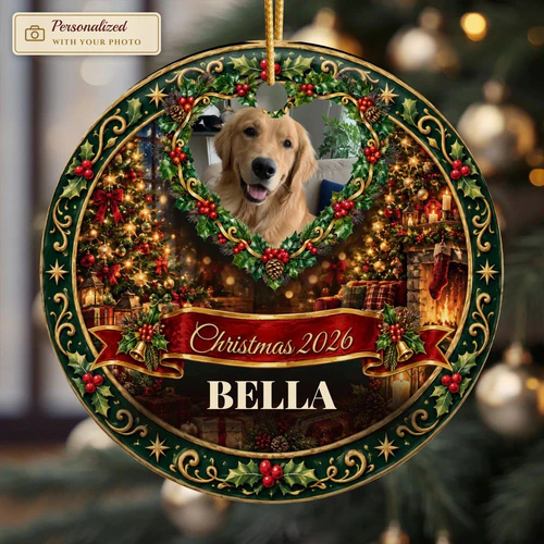 Golden Retriever Holly Gold Ornament