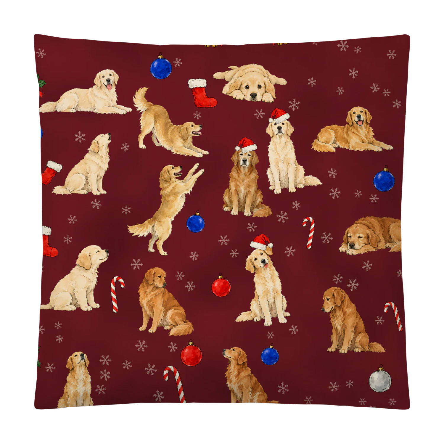 Golden Retriever Christmas Pillow