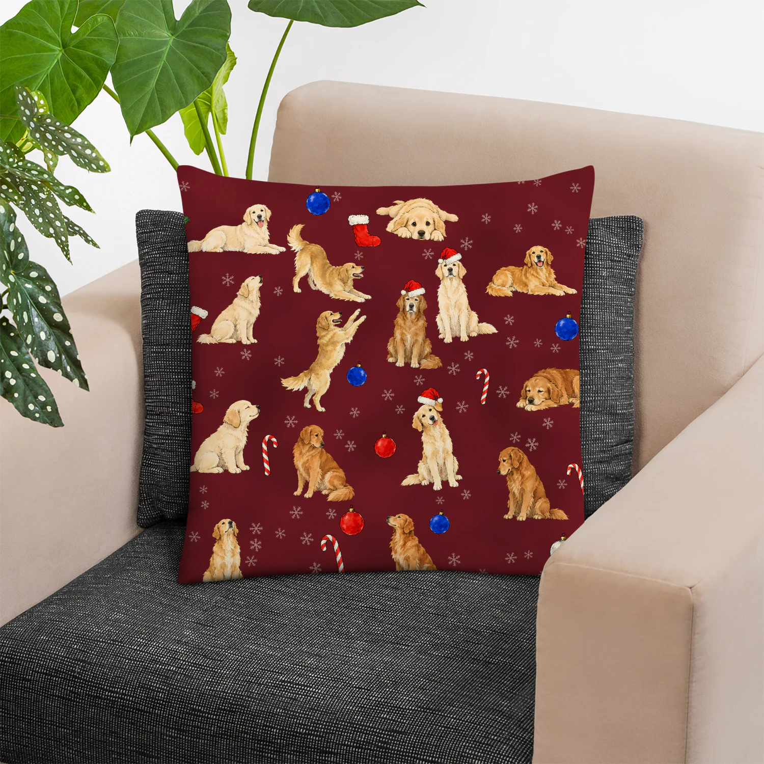 Golden Retriever Christmas Pillow
