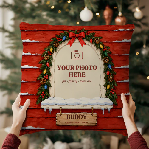 Christmas Window Personalized Photo Pillow