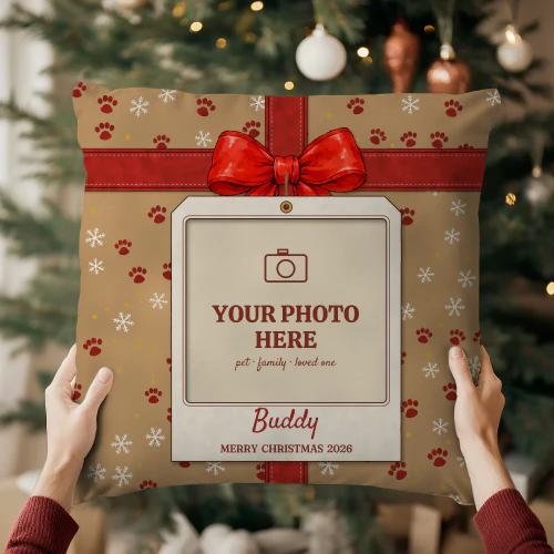Christmas Gift Tag Personalized Photo Pillow