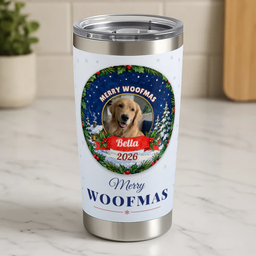 Merry Woofmas Photo Tumbler