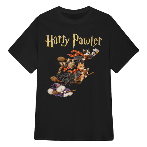 Cat Harry Pawter Broom Race