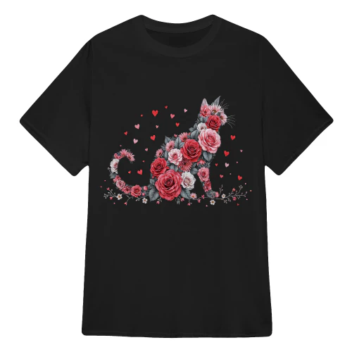 Cat Rose Love Hearts