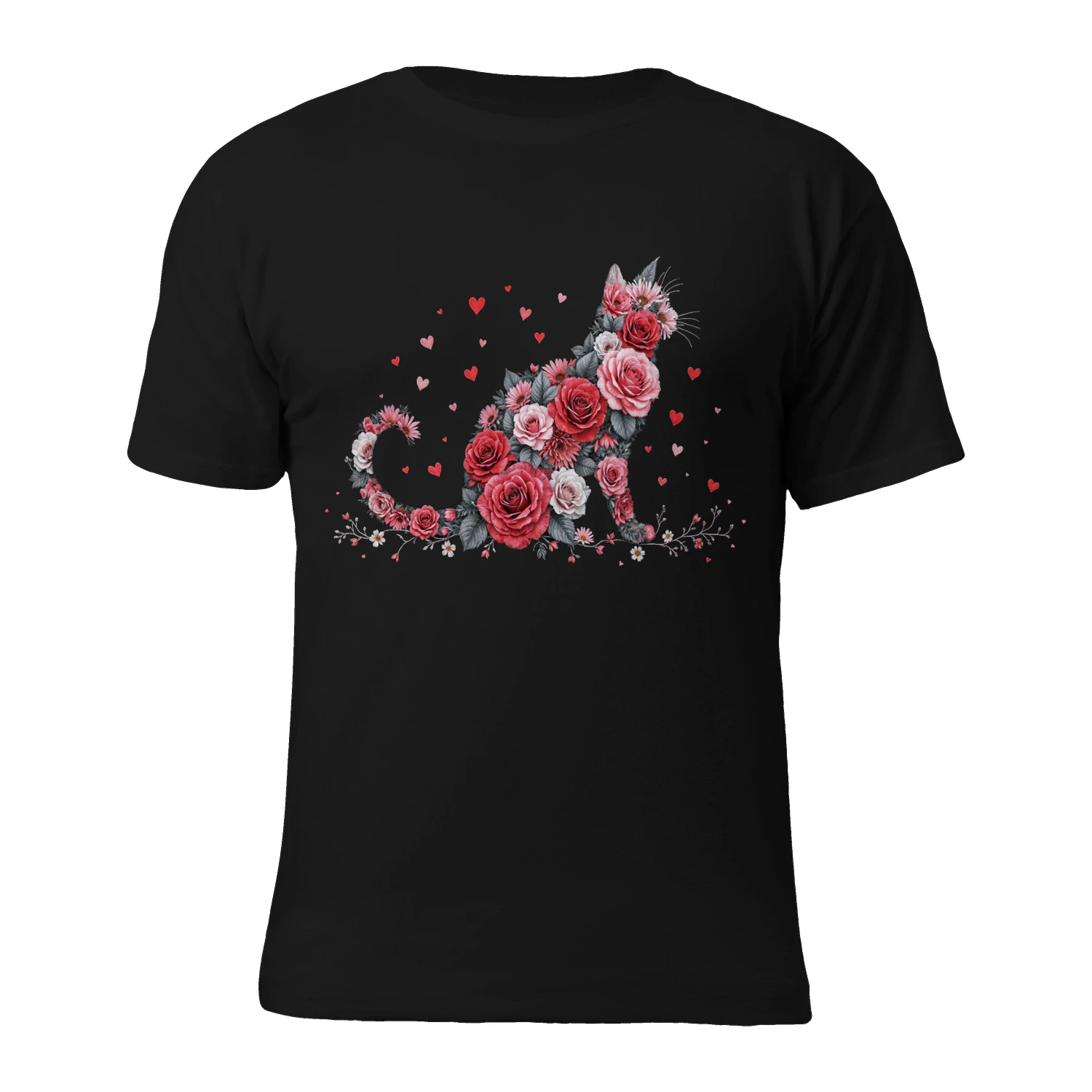 Cat Rose Love Hearts