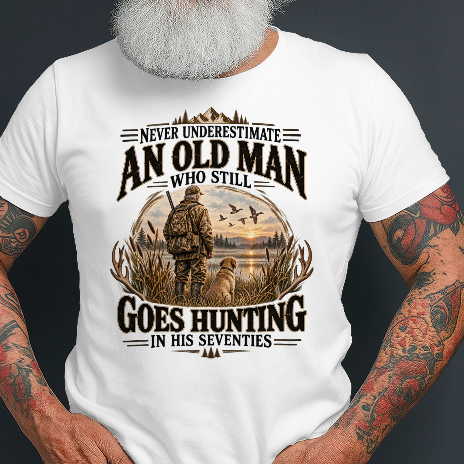 Never Underestimate An Old Man Hunting Shirt 🦌 Funny Hunter T-Shirt for Dad, Grandpa Hunting Gift, Deer Season Tee - Get Yours!