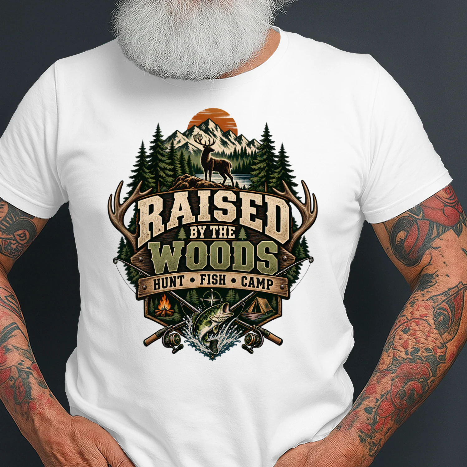 Raised By The Woods Shirt 🦌 Hunt Fish Camp T-Shirt, Vintage Outdoor Adventure Tee, Deer Hunting Fishing Gift for Outdoorsmen – Get Yours!