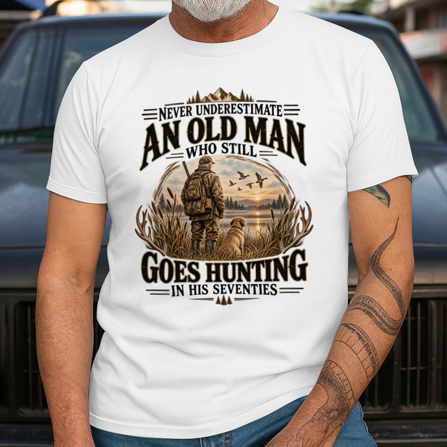 Never Underestimate An Old Man Hunting Shirt 🦌 Funny Hunter T-Shirt for Dad, Grandpa Hunting Gift, Deer Season Tee - Get Yours!