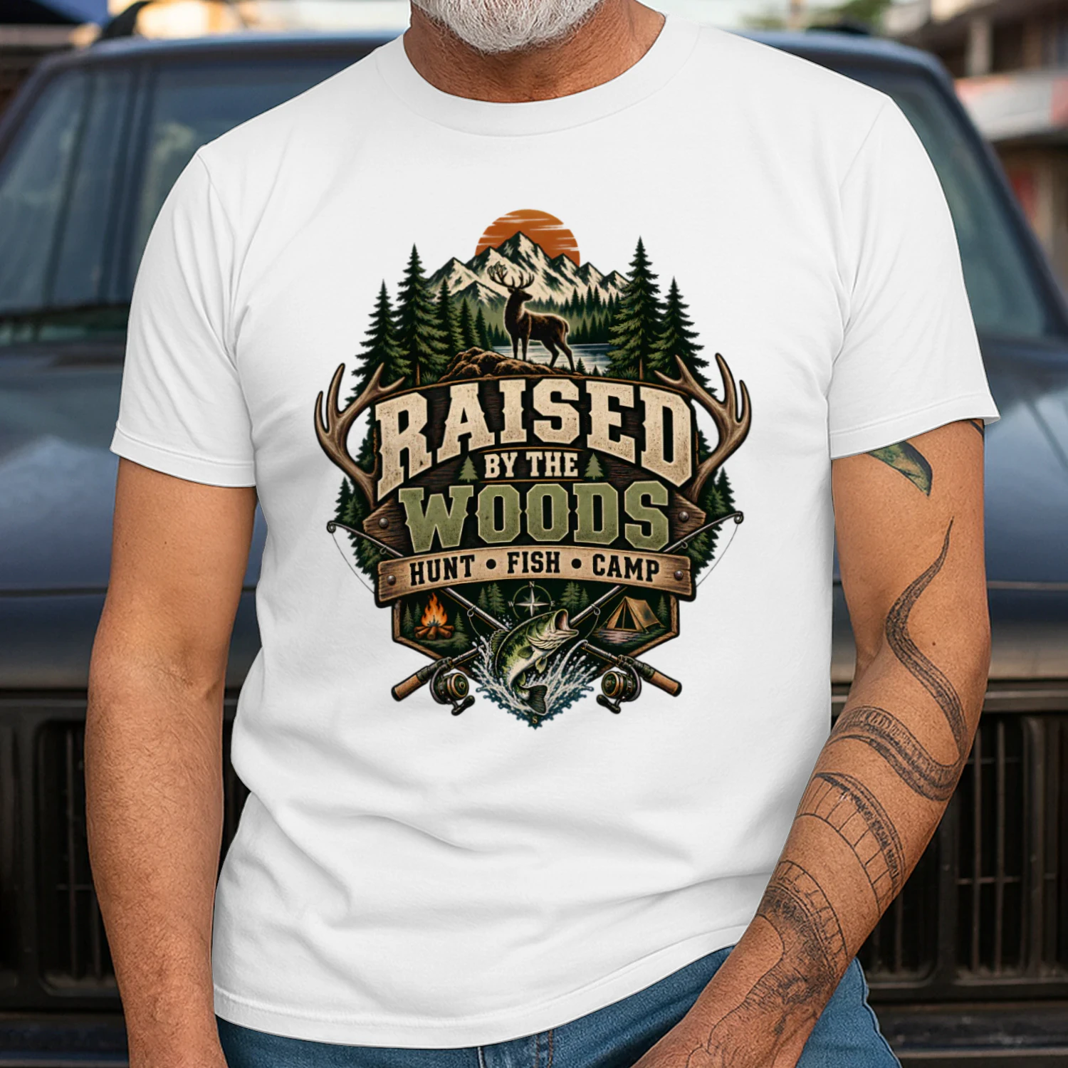 Raised By The Woods Shirt 🦌 Hunt Fish Camp T-Shirt, Vintage Outdoor Adventure Tee, Deer Hunting Fishing Gift for Outdoorsmen – Get Yours!