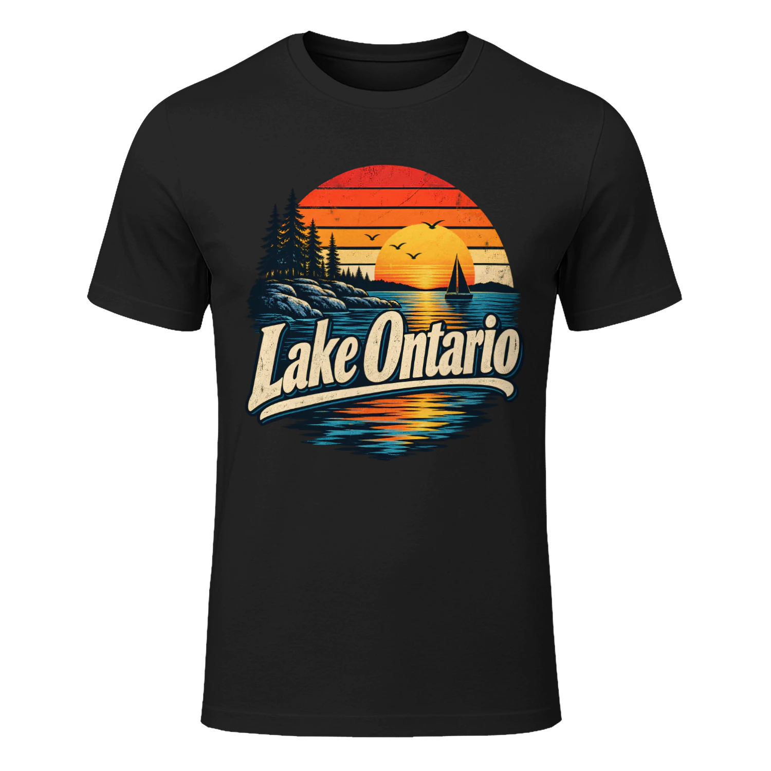 Lake Ontario Shirt 🌅 Retro Sunset Great Lakes T-Shirt, Vintage Lake Life Tee, Ontario Travel Souvenir, Beach Lover Gift, Great Lakes Adventure Apparel - Get Yours!