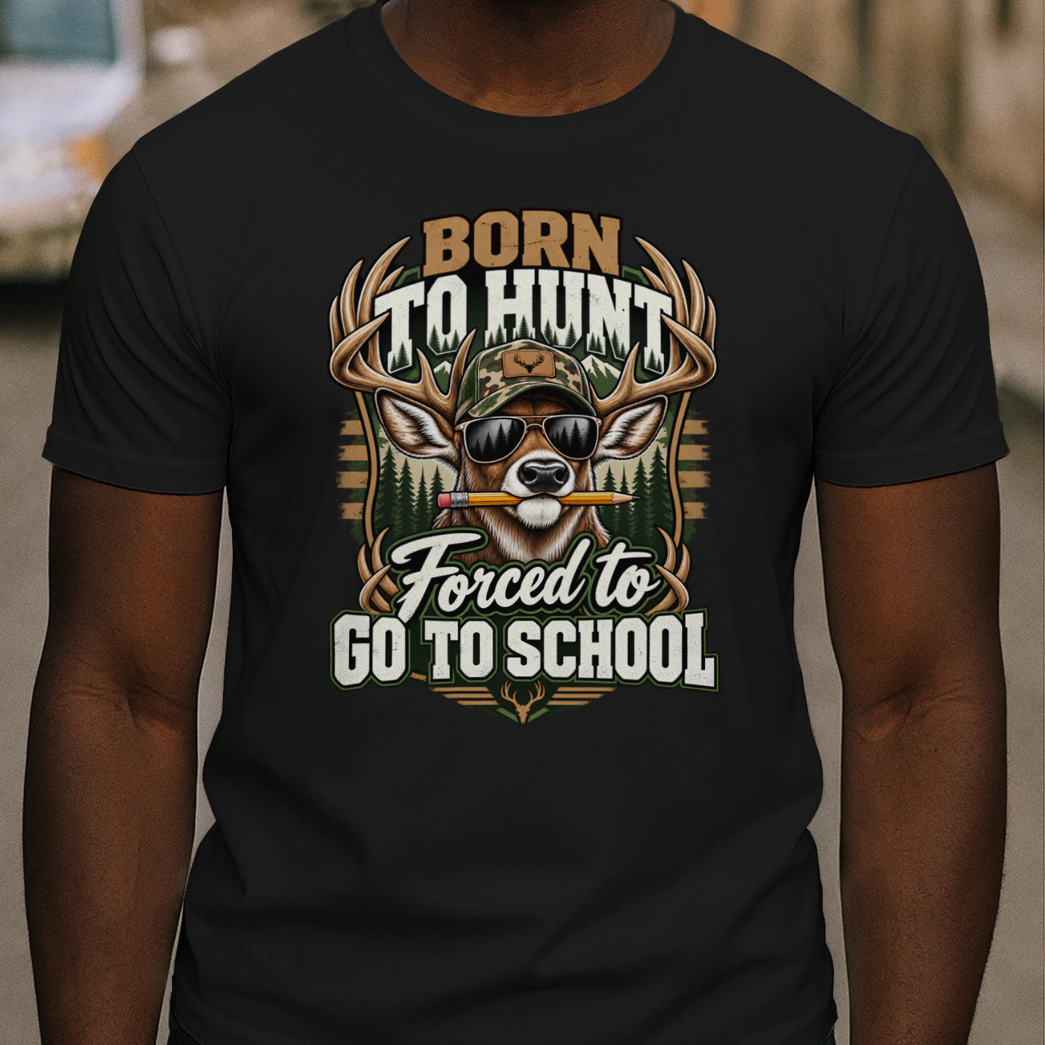 Born To Hunt Forced To Go School Shirt 🦌 Funny Deer Hunting Camo T-Shirt, Hunter Gift, Outdoor Dad Tee, Country Boy Apparel, Hunting Season Shirt - Get Yours!