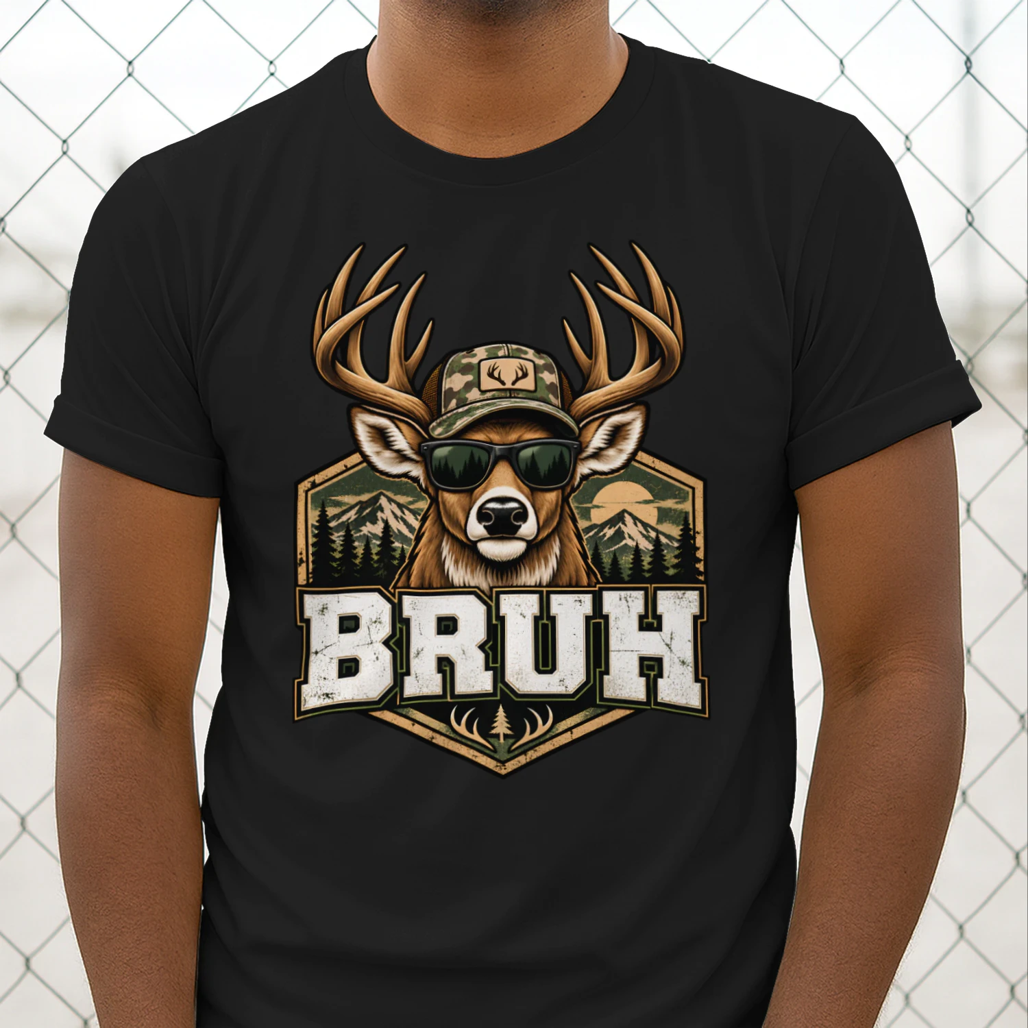 Bruh Deer Shirt 🦌 Funny Deer Hunting Camo Hat T-Shirt, Youth Kids Teen Hunter Tee, Outdoor Boy Gift, Funny Hunting Season Apparel - Get Yours!