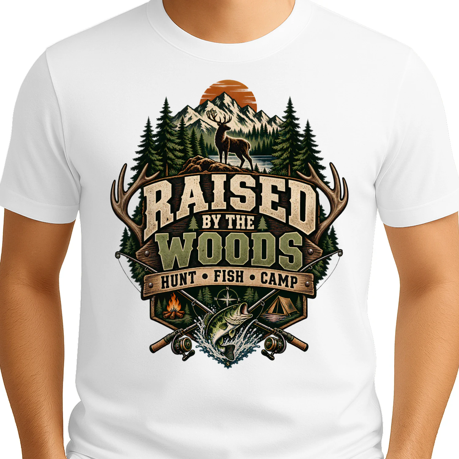 Raised By The Woods Shirt 🦌 Hunt Fish Camp T-Shirt, Vintage Outdoor Adventure Tee, Deer Hunting Fishing Gift for Outdoorsmen – Get Yours!