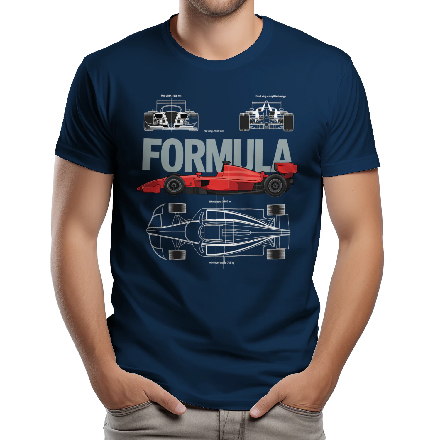 Open Wheel Racing Car Blueprint Shirt, Grand Prix Motorsport Technical Drawing, Formula Race Car Red Racer Automotive Engineering Design