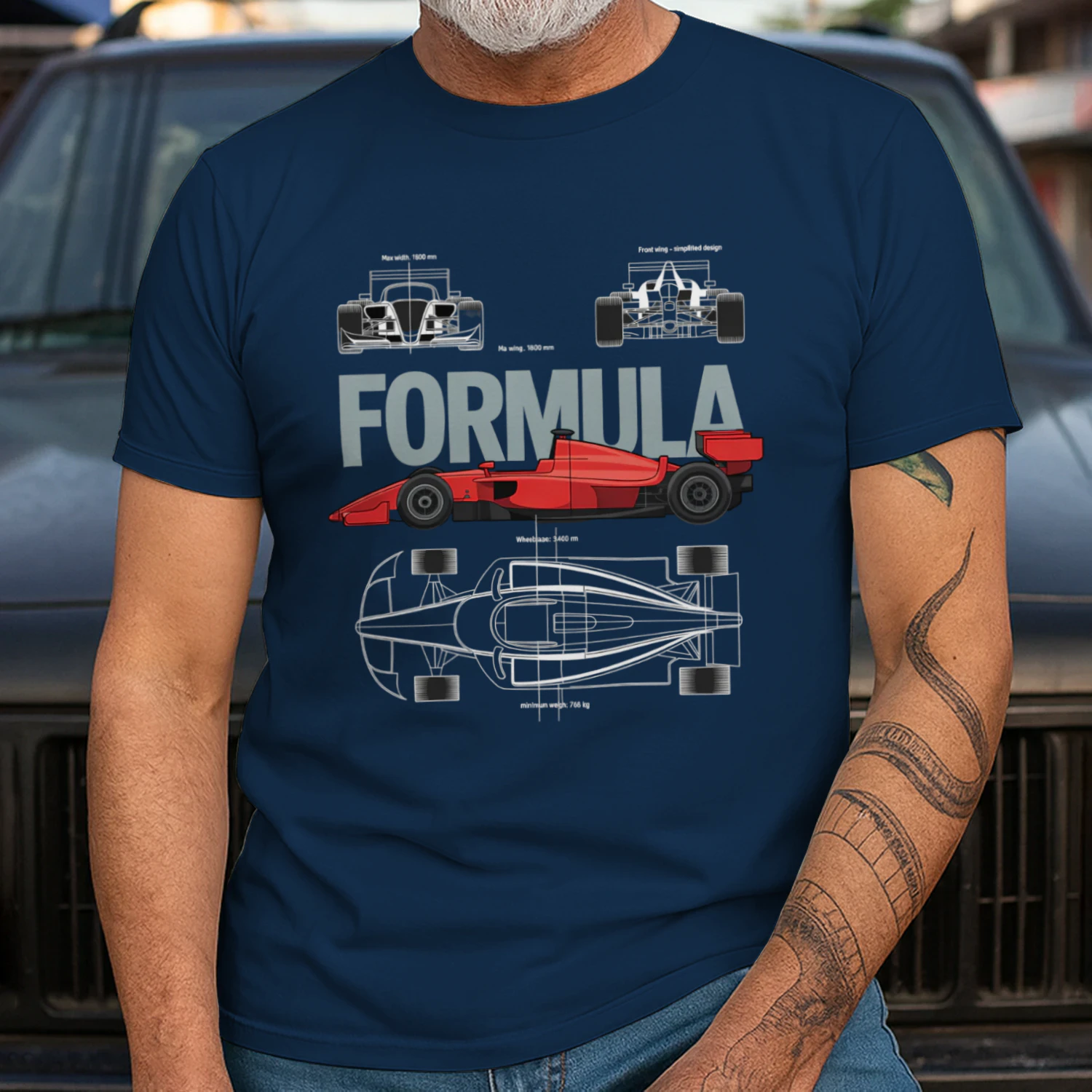 Open Wheel Racing Car Blueprint Shirt, Grand Prix Motorsport Technical Drawing, Formula Race Car Red Racer Automotive Engineering Design