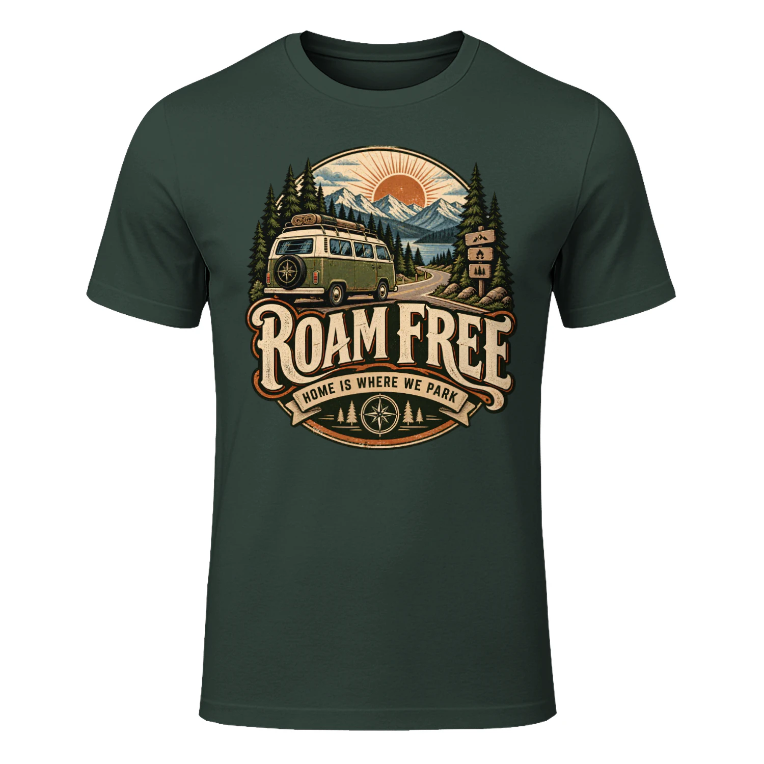 🚐 Roam Free Shirt | Vintage Van Life Outdoor Adventure Travel Tee
