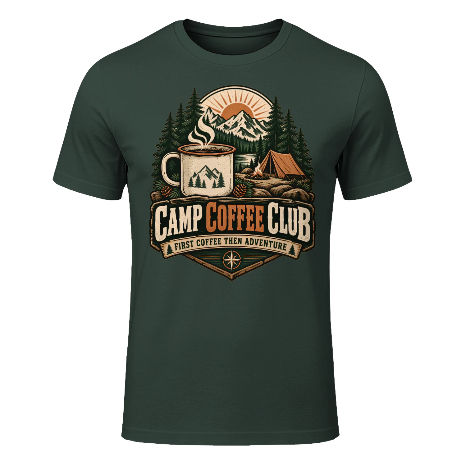 ☕ Camp Coffee Club Shirt | Outdoor Coffee Camping Adventure Tee