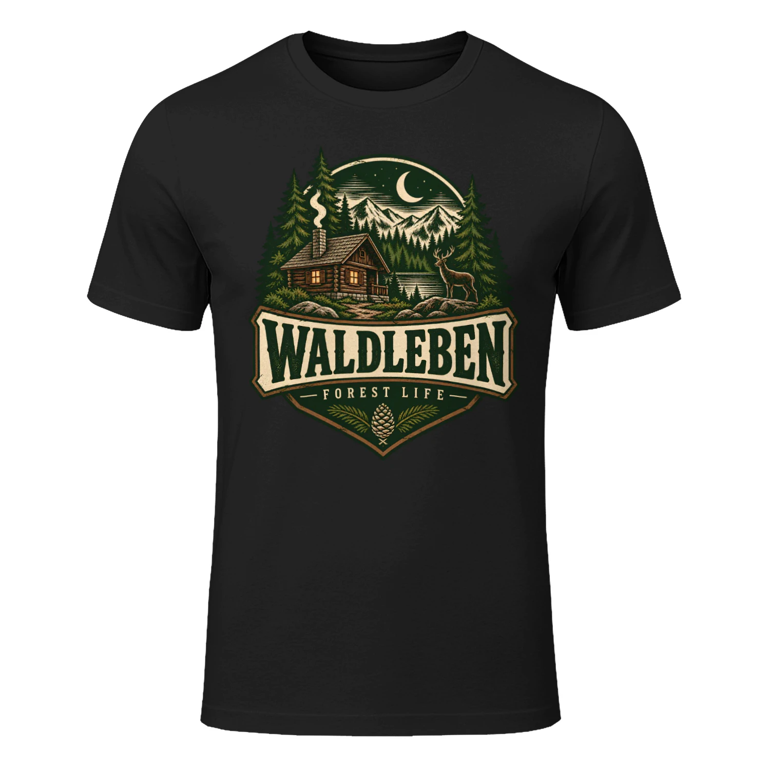 Waldleben Forest Life Shirt 🌲 Vintage Cabin Outdoor Tee, German Woodland Hiking T-Shirt, Nature Lover Gift, Mountain Camping Shirt for Men & Women – Get Yours!