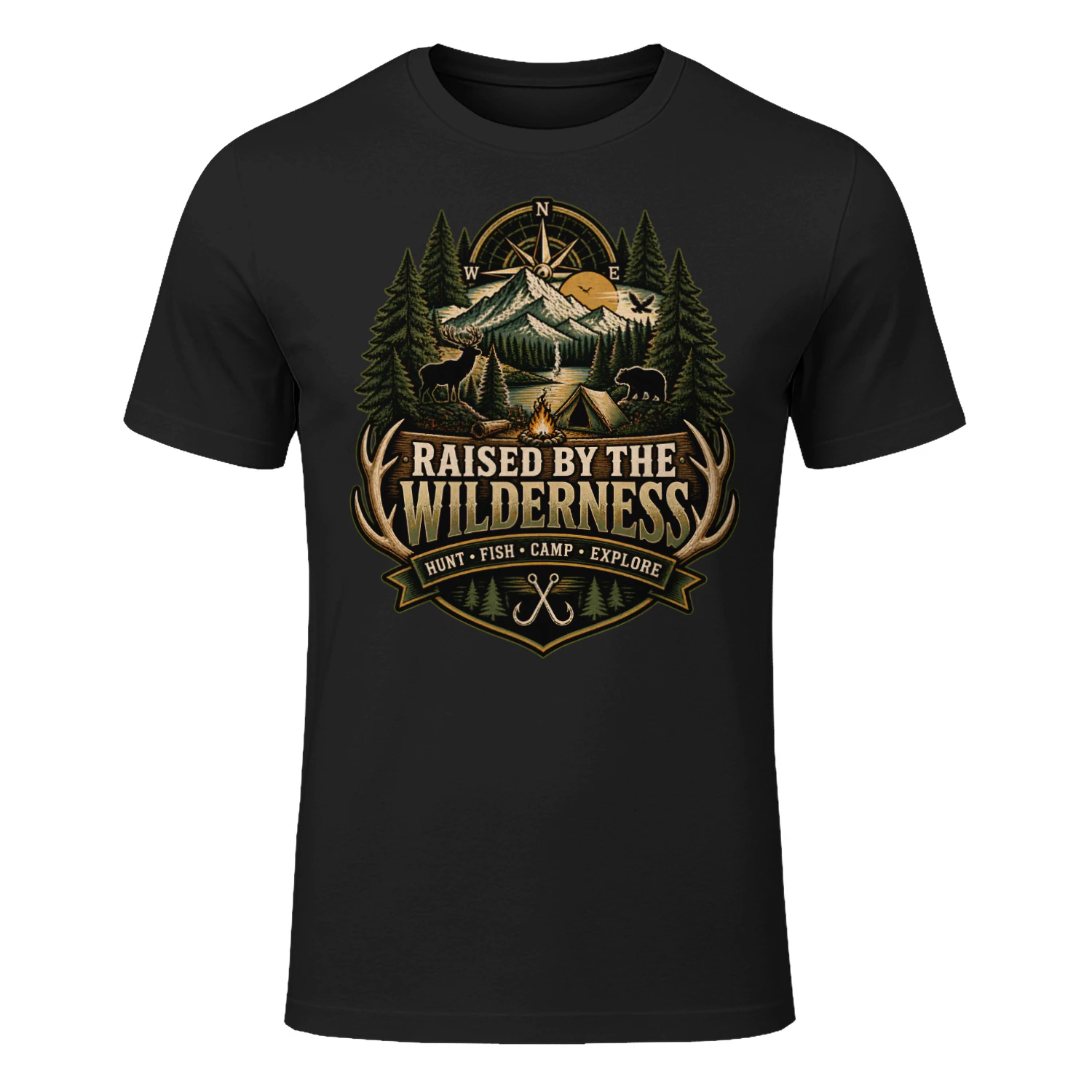 Raised By The Wilderness Shirt, Outdoor Adventure T-Shirt, Camping Hiking Tee, Mountain Explorer Gift