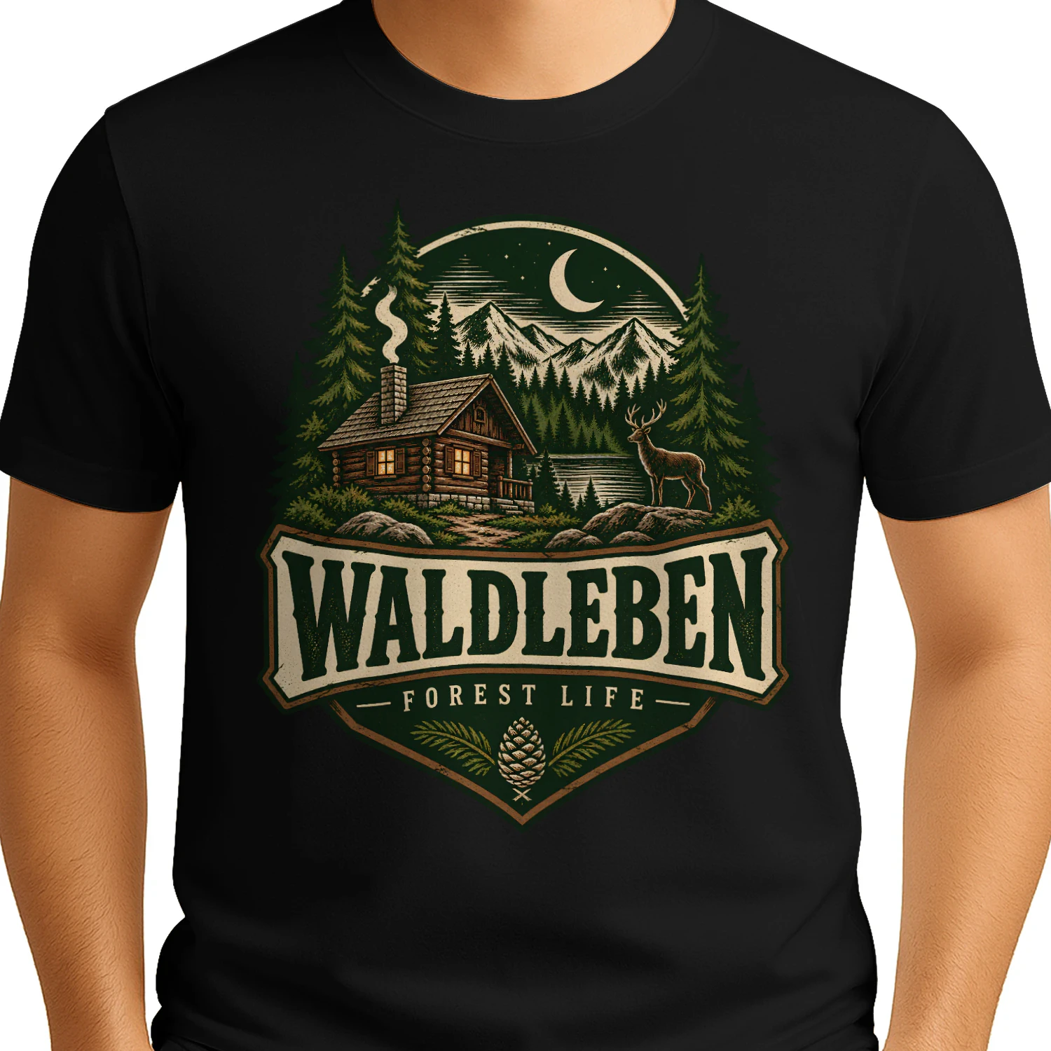 Waldleben Forest Life Shirt 🌲 Vintage Cabin Outdoor Tee, German Woodland Hiking T-Shirt, Nature Lover Gift, Mountain Camping Shirt for Men & Women – Get Yours!