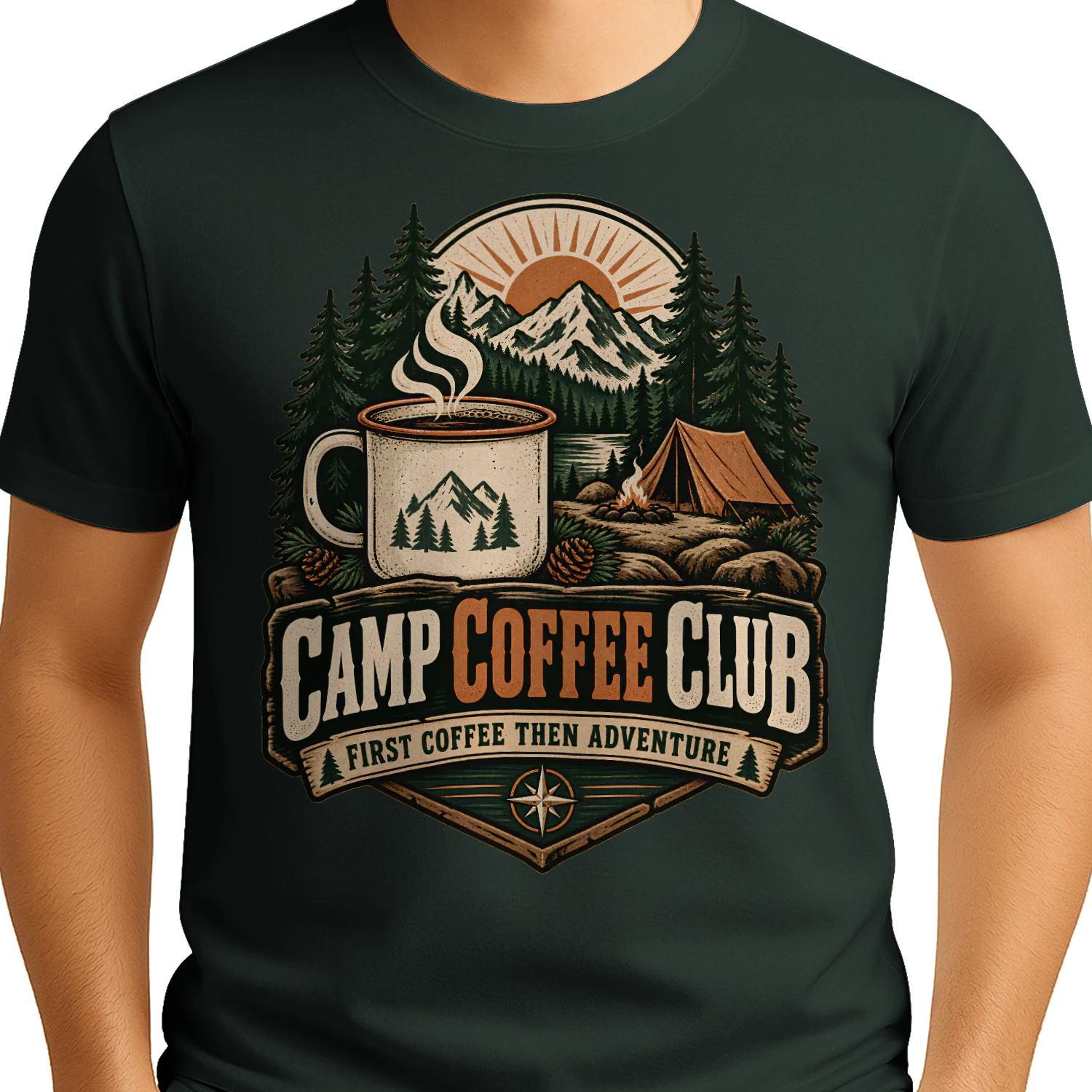 ☕ Camp Coffee Club Shirt | Outdoor Coffee Camping Adventure Tee