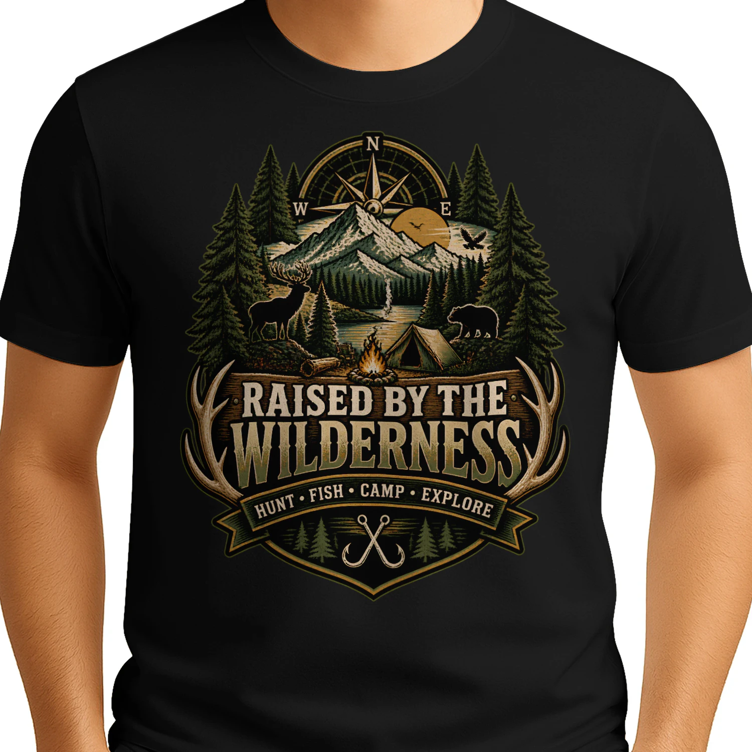 Raised By The Wilderness Shirt, Outdoor Adventure T-Shirt, Camping Hiking Tee, Mountain Explorer Gift