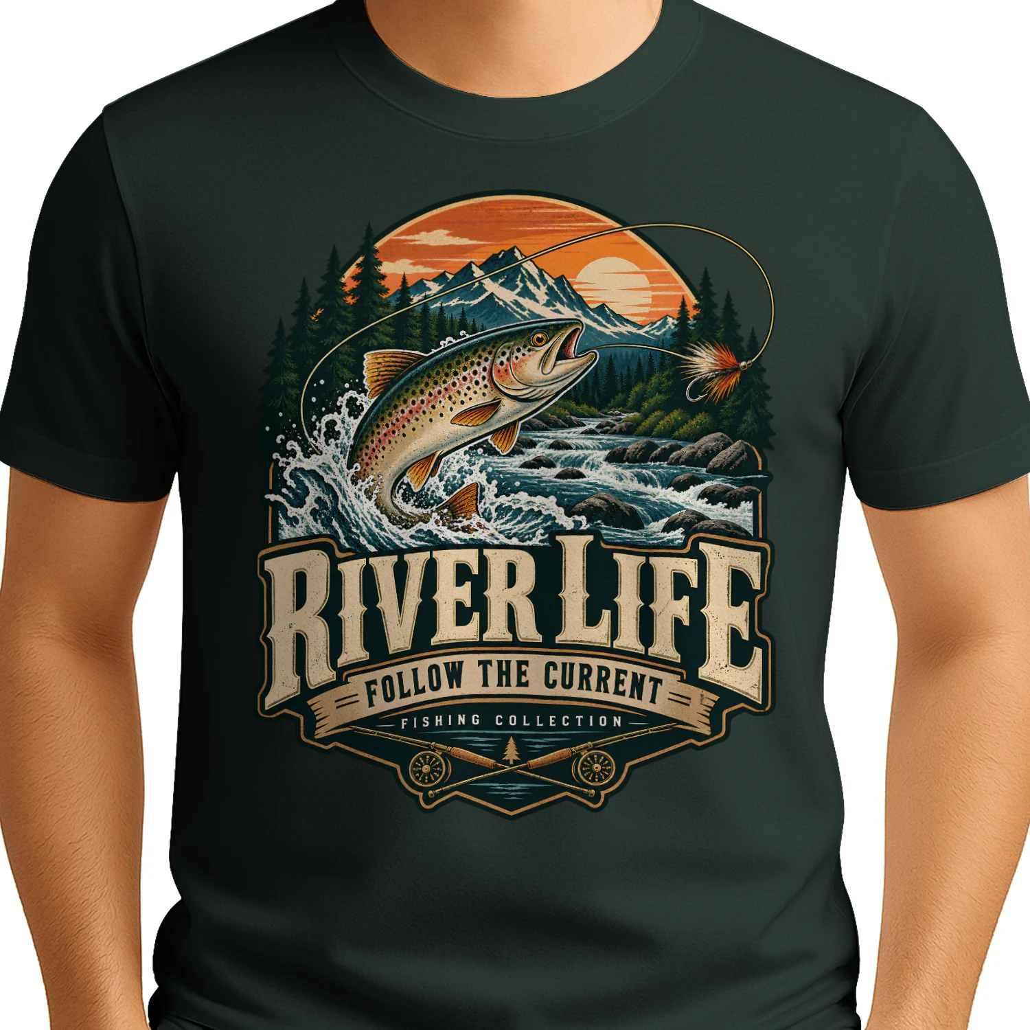 🎣 River Life Fly Fishing Shirt | Vintage Angler Outdoor Fishing Tee