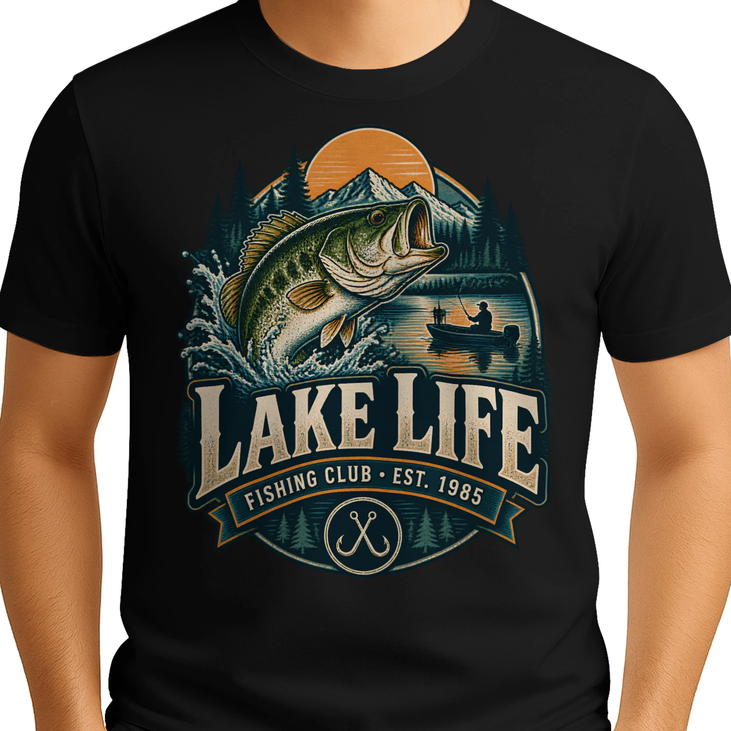 Lake Life Fishing Club Shirt, Vintage Fishing T-Shirt, Angler Gift, Bass Fisherman Apparel, Outdoor Lake Lover Tee