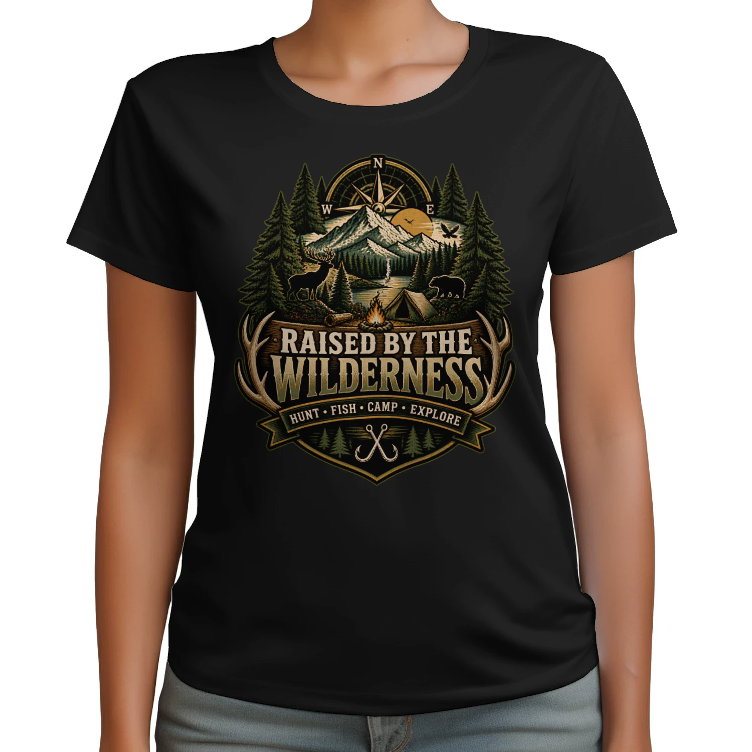 Raised By The Wilderness Shirt, Outdoor Adventure T-Shirt, Camping Hiking Tee, Mountain Explorer Gift
