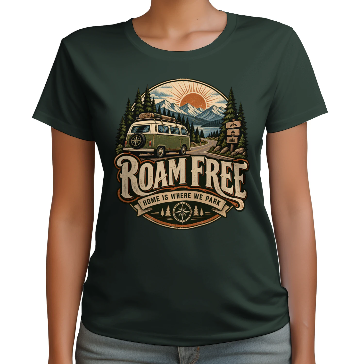 🚐 Roam Free Shirt | Vintage Van Life Outdoor Adventure Travel Tee