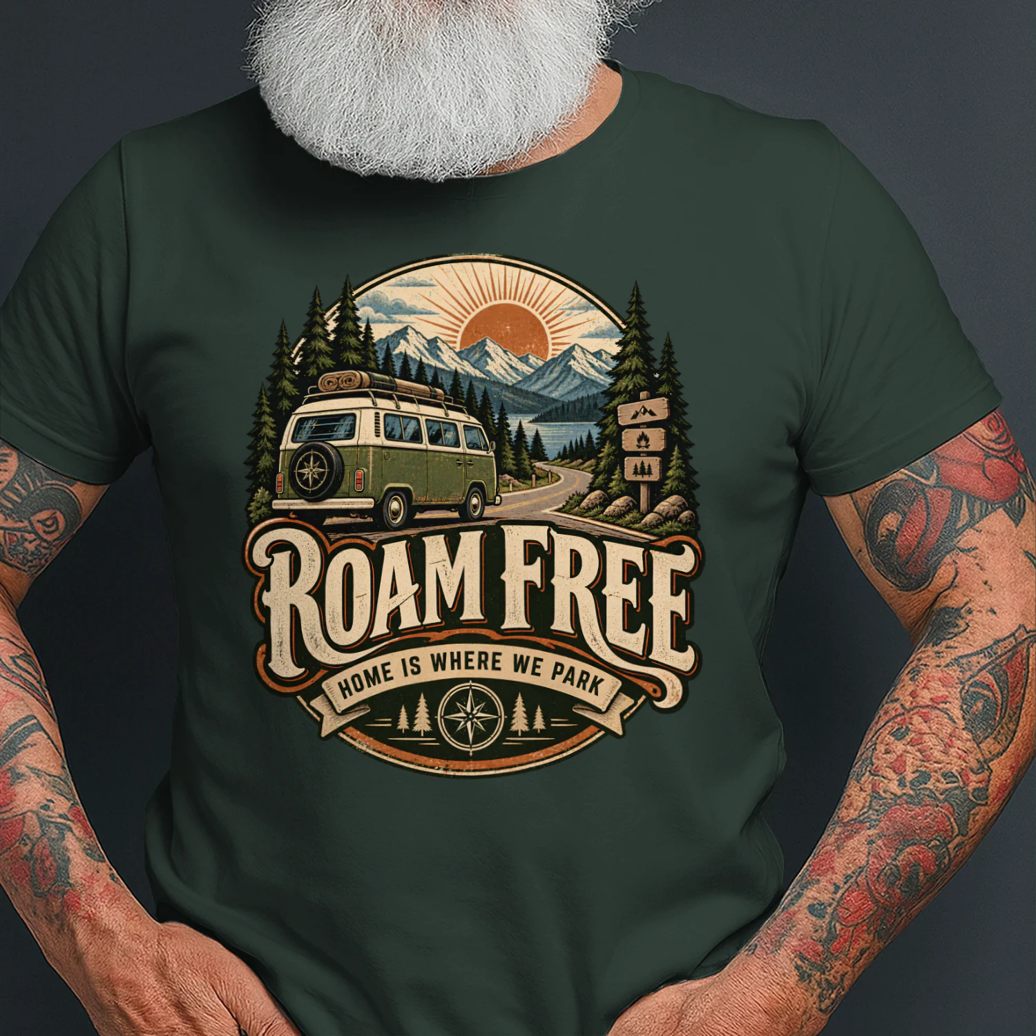 🚐 Roam Free Shirt | Vintage Van Life Outdoor Adventure Travel Tee