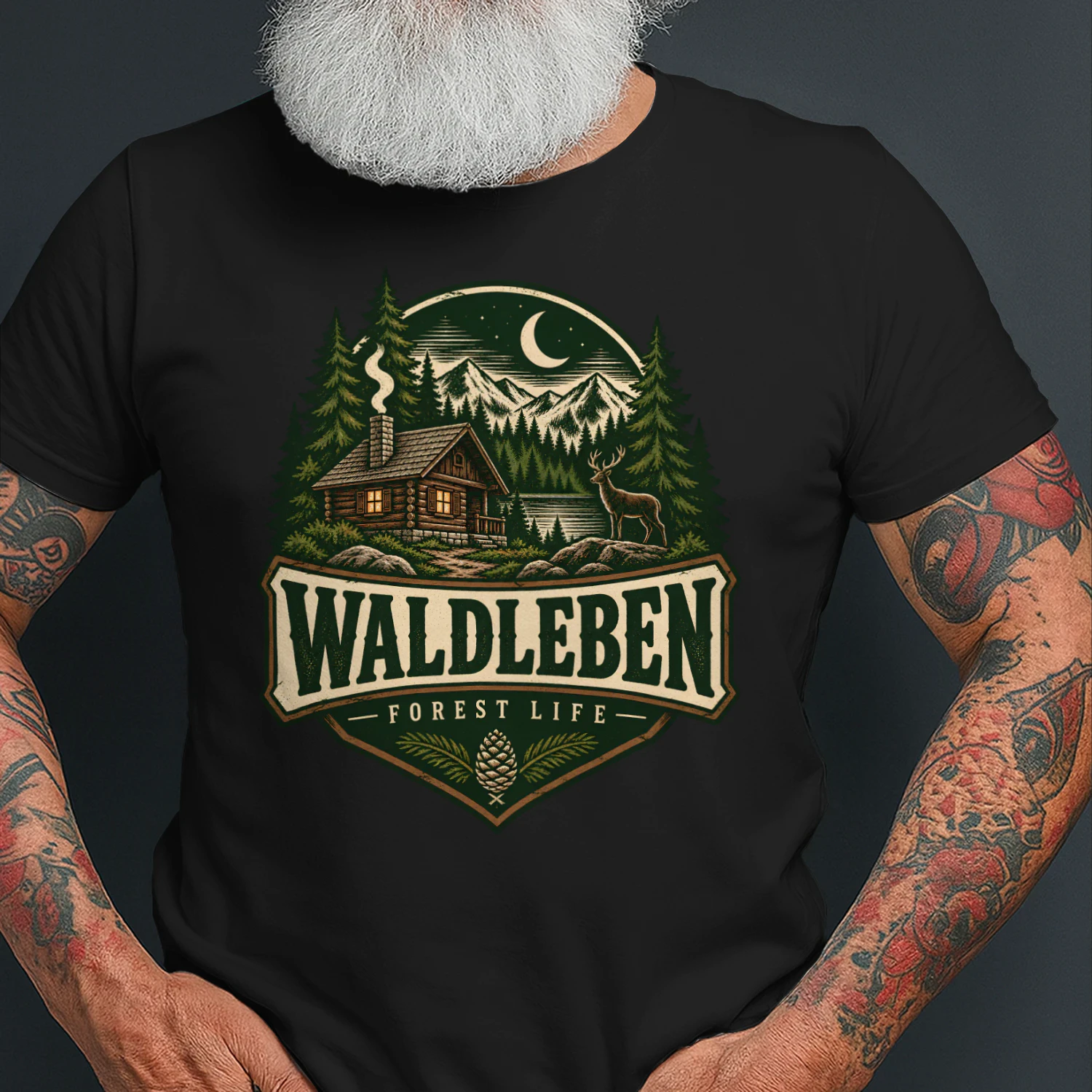 Waldleben Forest Life Shirt 🌲 Vintage Cabin Outdoor Tee, German Woodland Hiking T-Shirt, Nature Lover Gift, Mountain Camping Shirt for Men & Women – Get Yours!