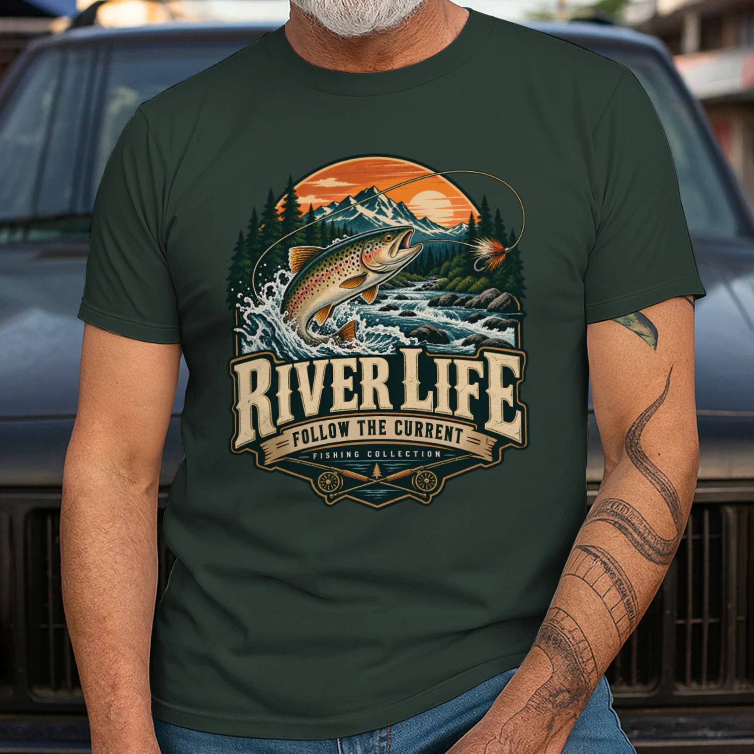 🎣 River Life Fly Fishing Shirt | Vintage Angler Outdoor Fishing Tee