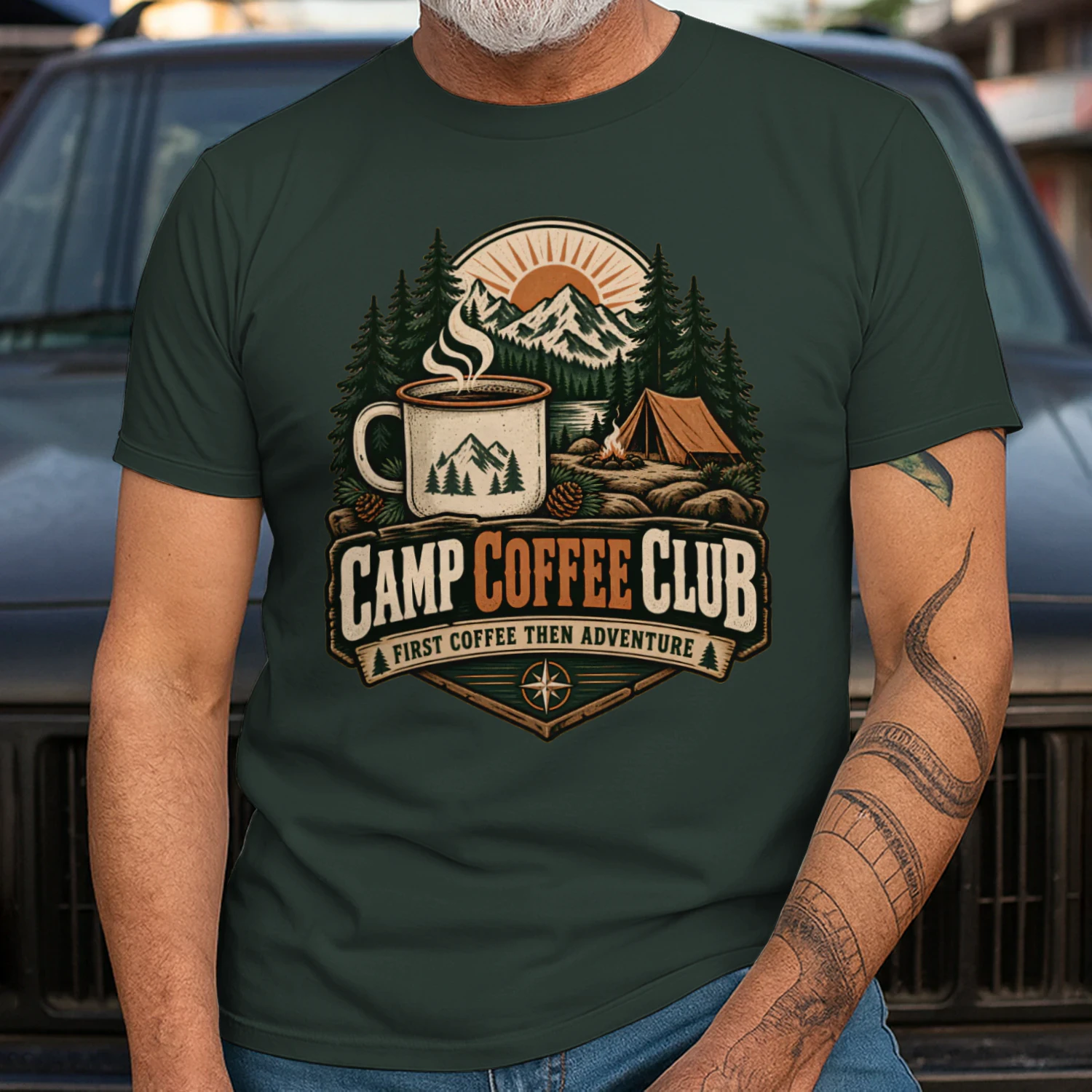 ☕ Camp Coffee Club Shirt | Outdoor Coffee Camping Adventure Tee