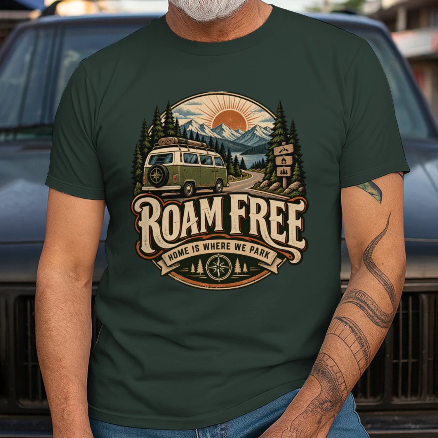 🚐 Roam Free Shirt | Vintage Van Life Outdoor Adventure Travel Tee
