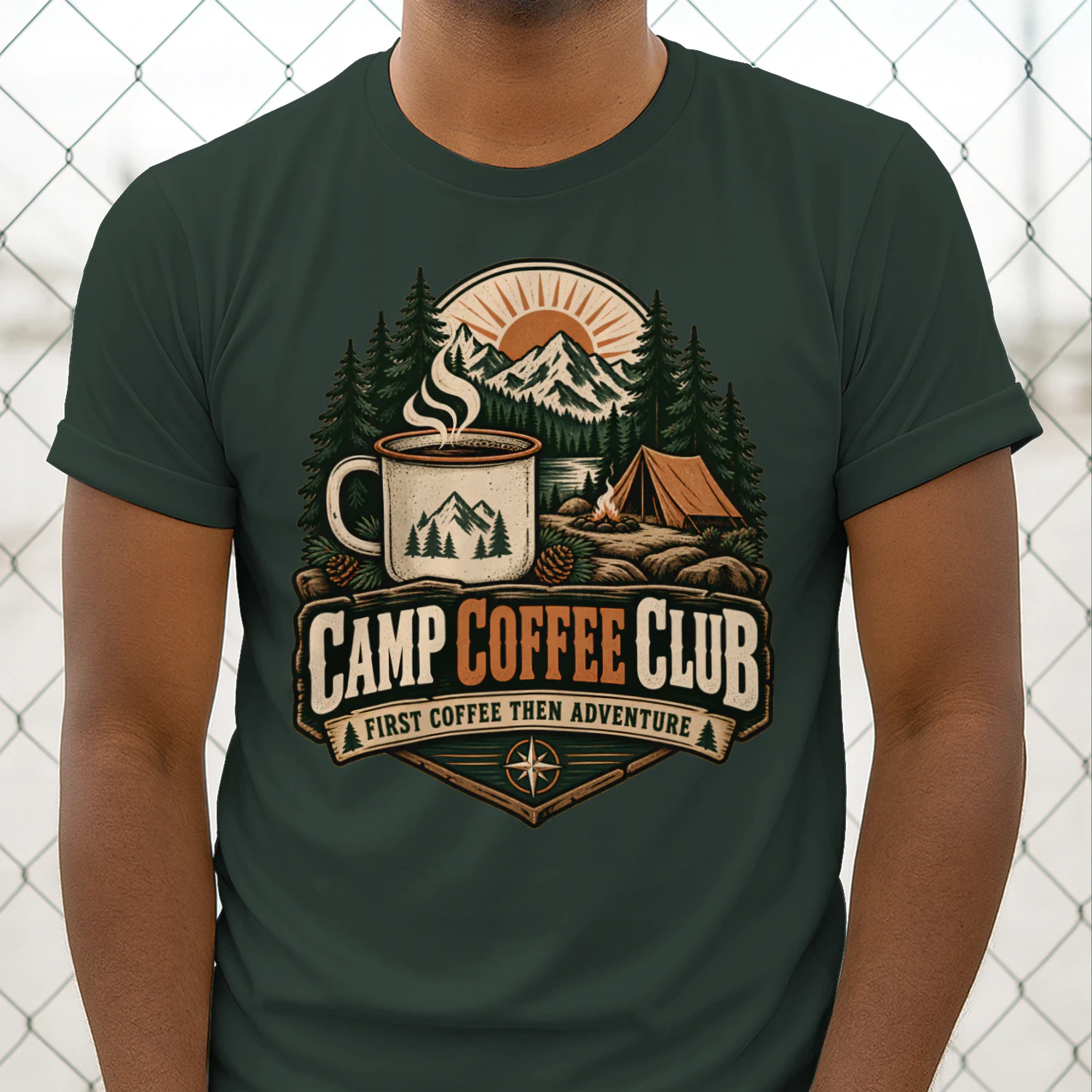☕ Camp Coffee Club Shirt | Outdoor Coffee Camping Adventure Tee